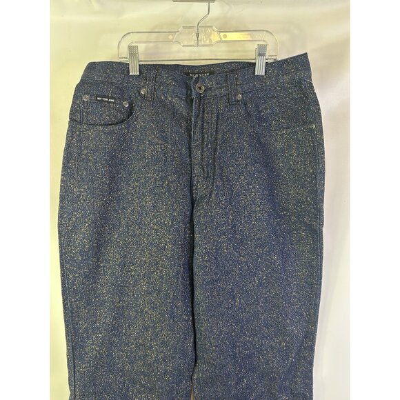 Deadstock VTG 90s Glitter Denim Jean Straight Leg Pants Rave Grunge - Picture 2 of 9